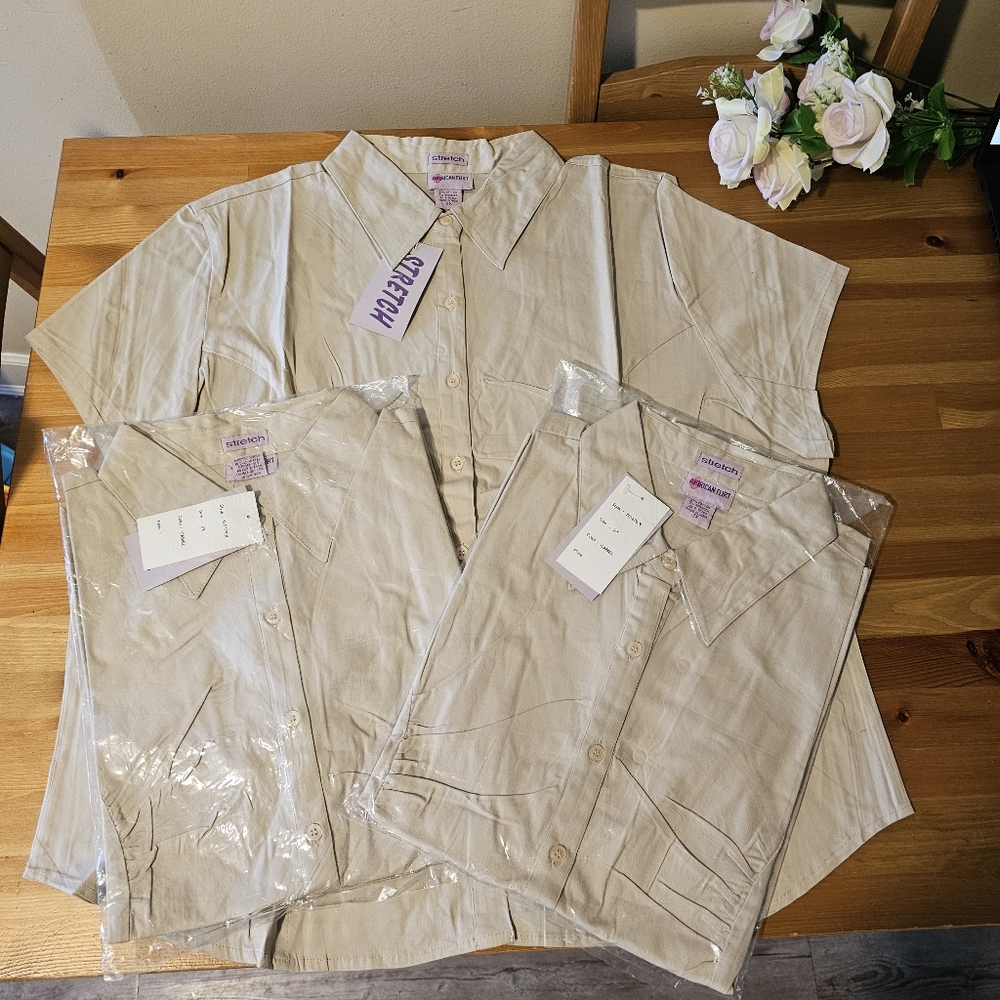 American Flirt - Women's Easy-Care Basic Collared Button Down Shirts Short Slee - Picture 8 of 12